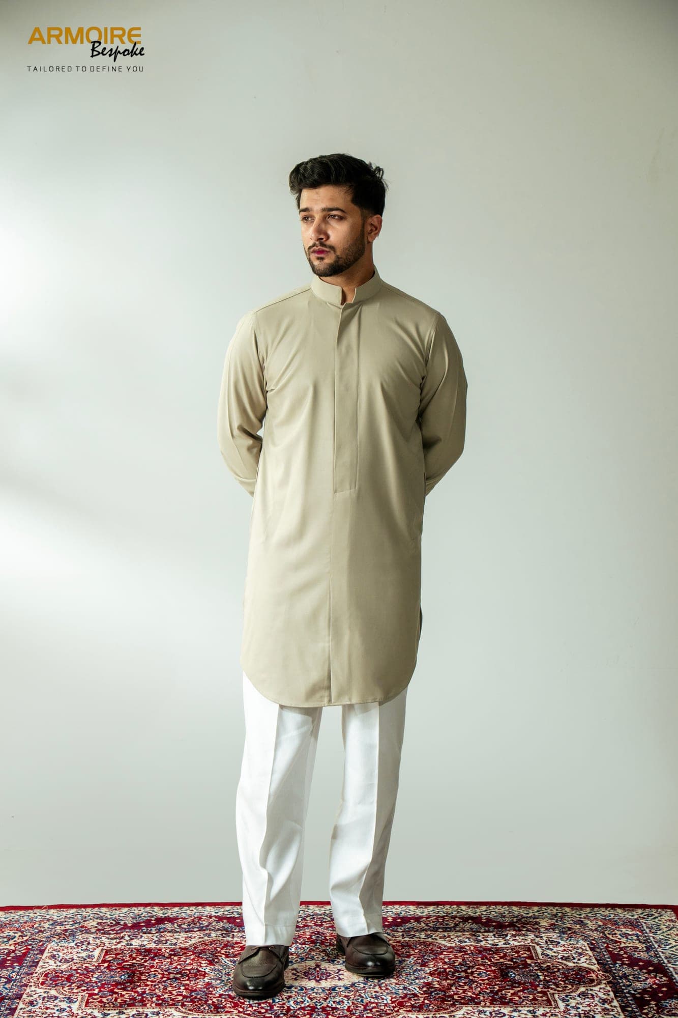 Classic Beige Sherwani-Cut Kurta