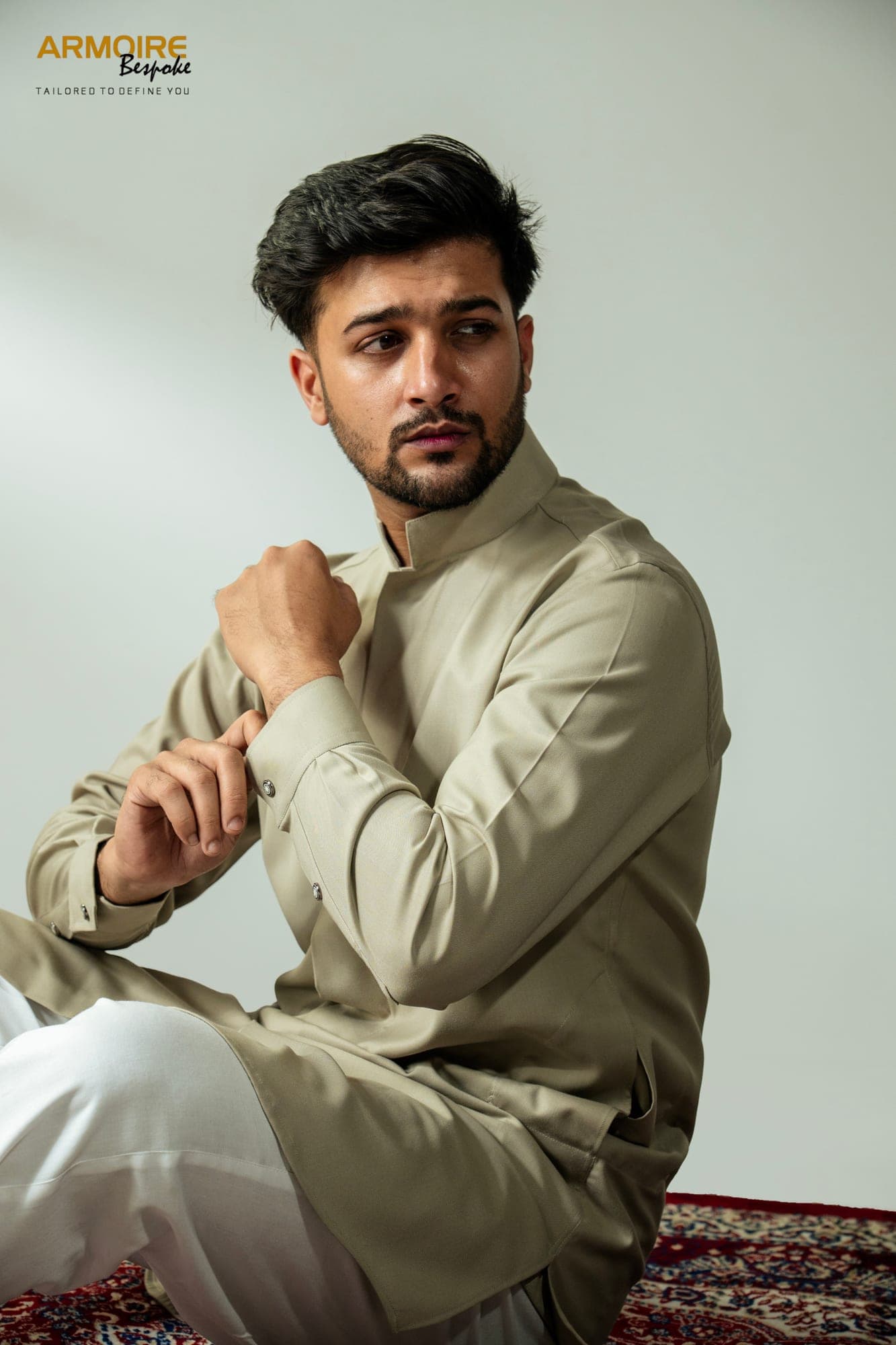 Classic Beige Sherwani-Cut Kurta — view 5